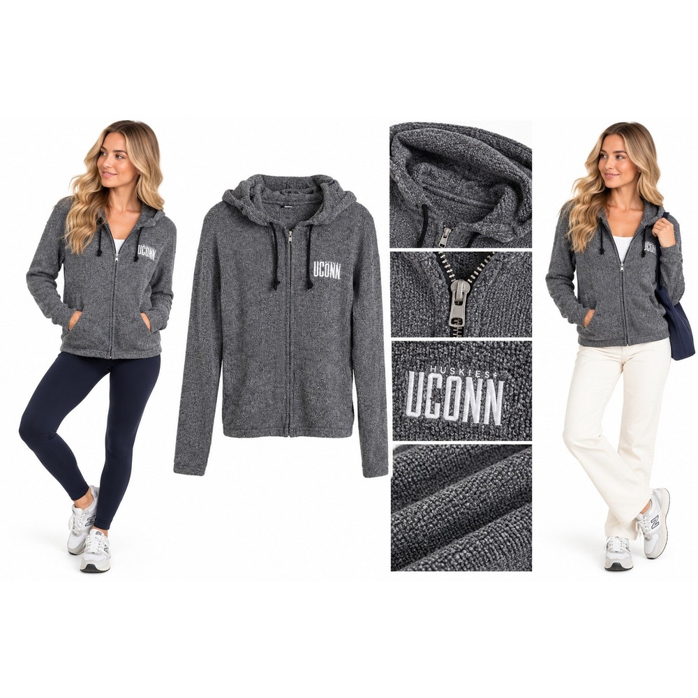 Sportica UConn Huskies Hoodie M Textured Full Zip Connecticut College Campus